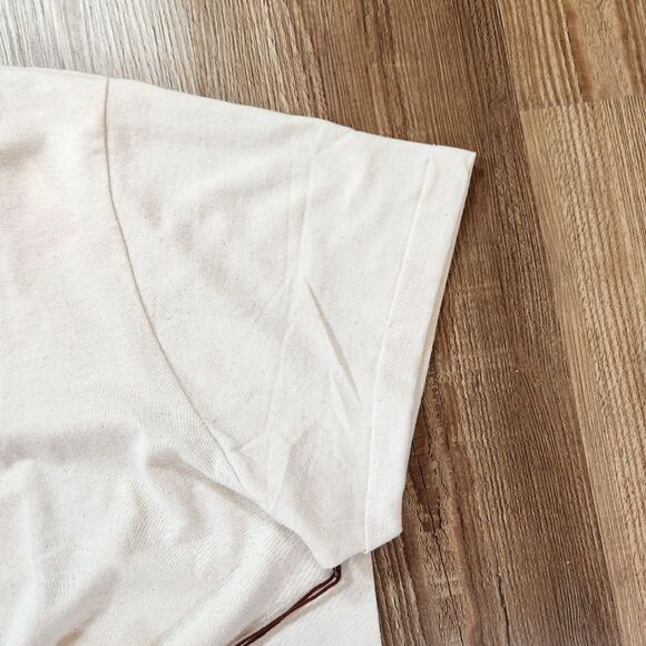 🔹️NWT Recycled Threads Cream Cowgirl Boot Cuffed Short Sleeve Top XLarge - Picture 4 of 6